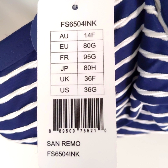 Fantasie San Remo Underwire, Padded Bikini Top. Navy/White. Multiple size - Picture 4 of 7